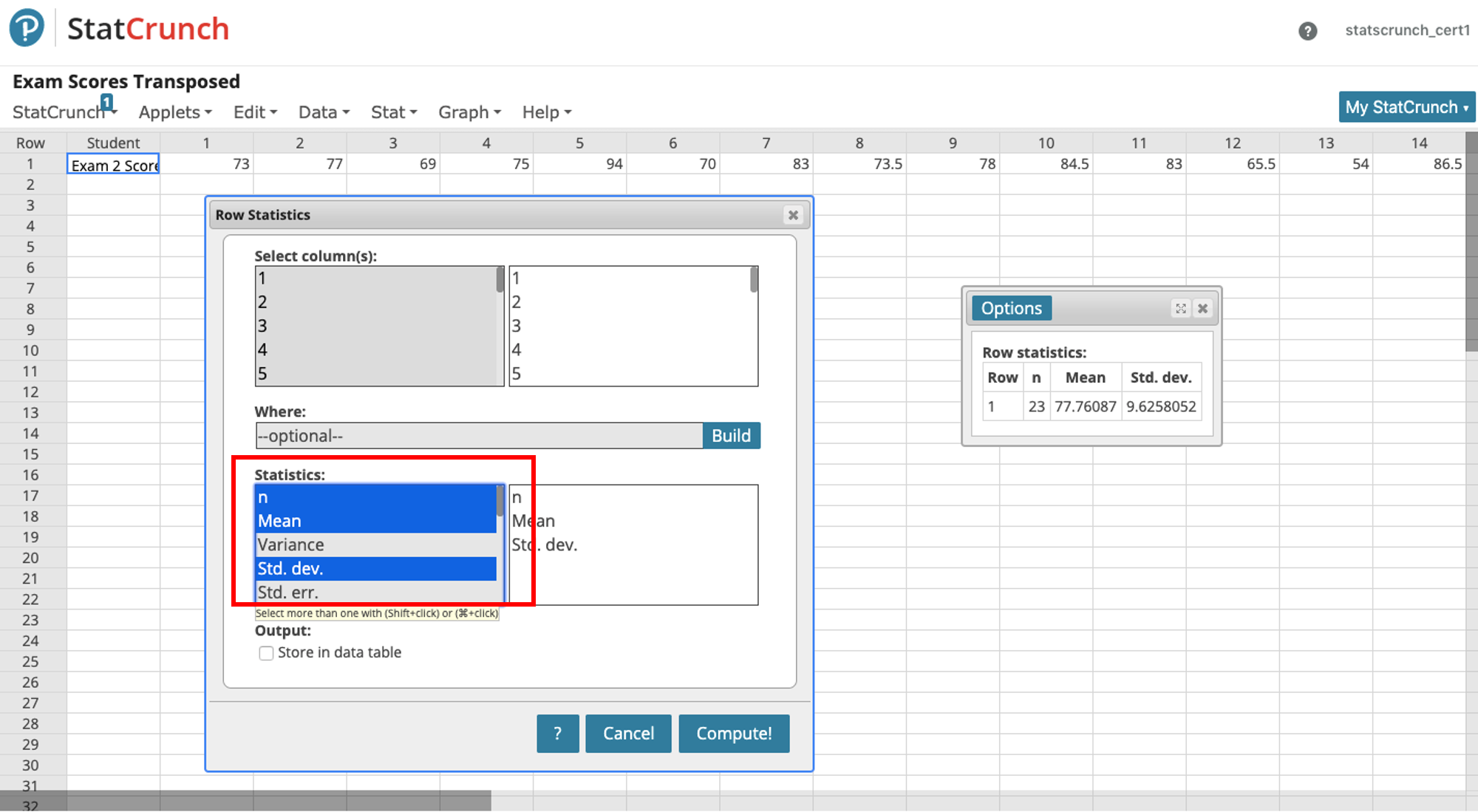 Computing summary statistics for rows