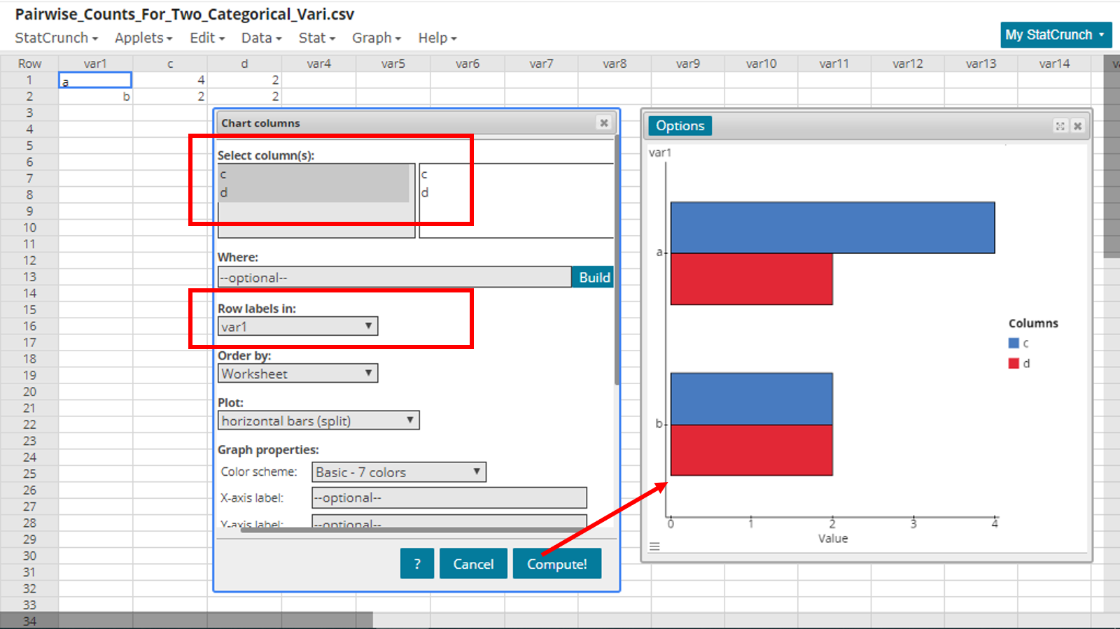 Charting values across multiple columns