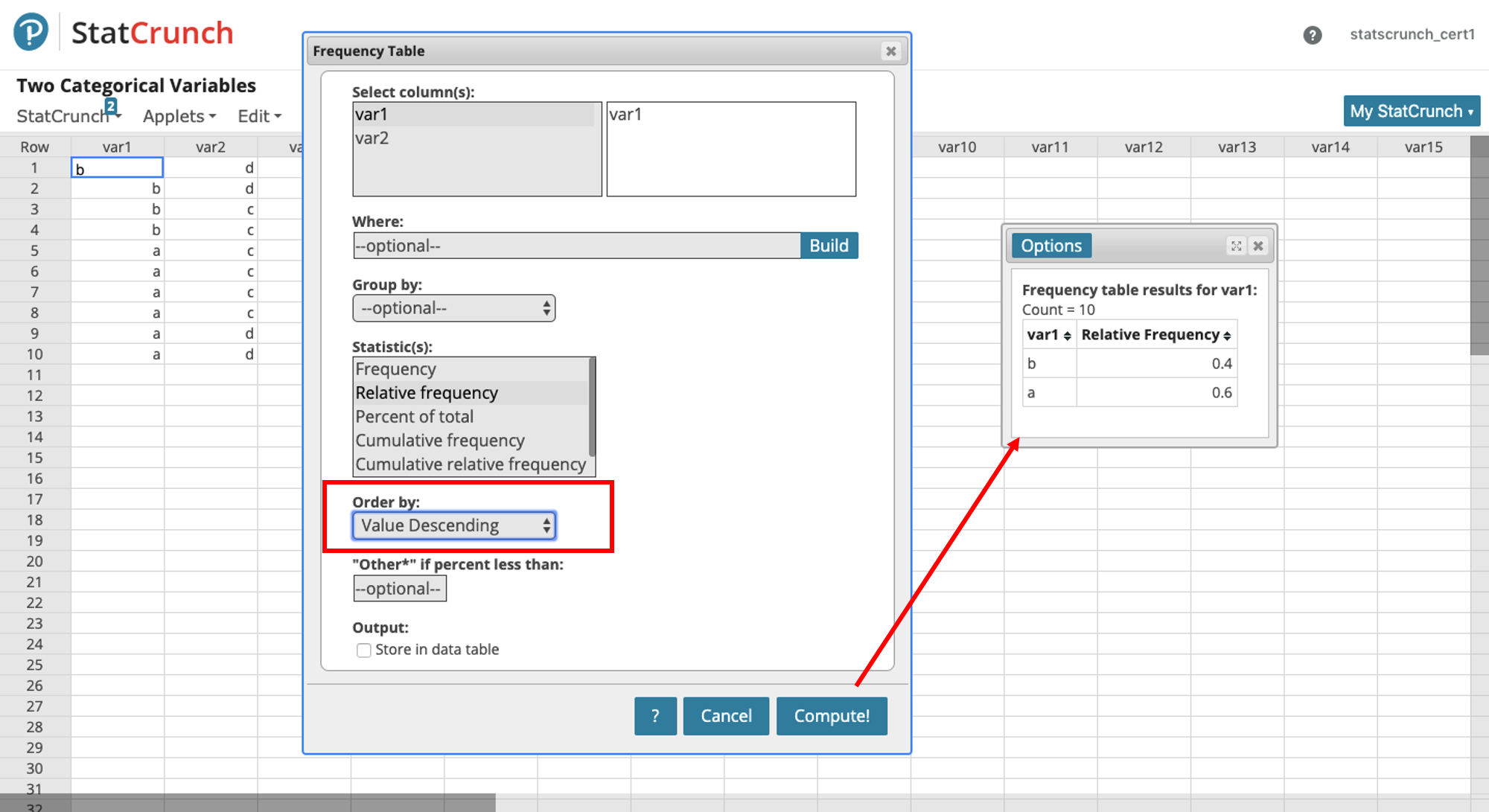 How To Make A Relative Frequency Table In Statcrunch